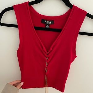 Hera Knit Crop top with Lace up chain detail